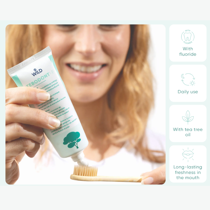 Tebodont F Toothpaste – Herbal Fluoride Toothpaste with Tea Tree Oil for Gum Health & Cavity Protection 75ml