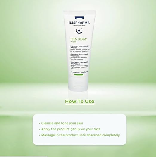 Isis Teen Derm Hydra Compensating Soothing Moisturizer, Hydrating & Restorative Cream for Acne-Prone Skin, 40ml