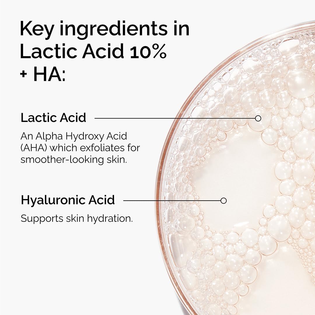 The Ordinary Lactic Acid 10% + HA 2%, Gentle Daily Exfoliating Serum for Smooth, Hydrated Skin - 30ml