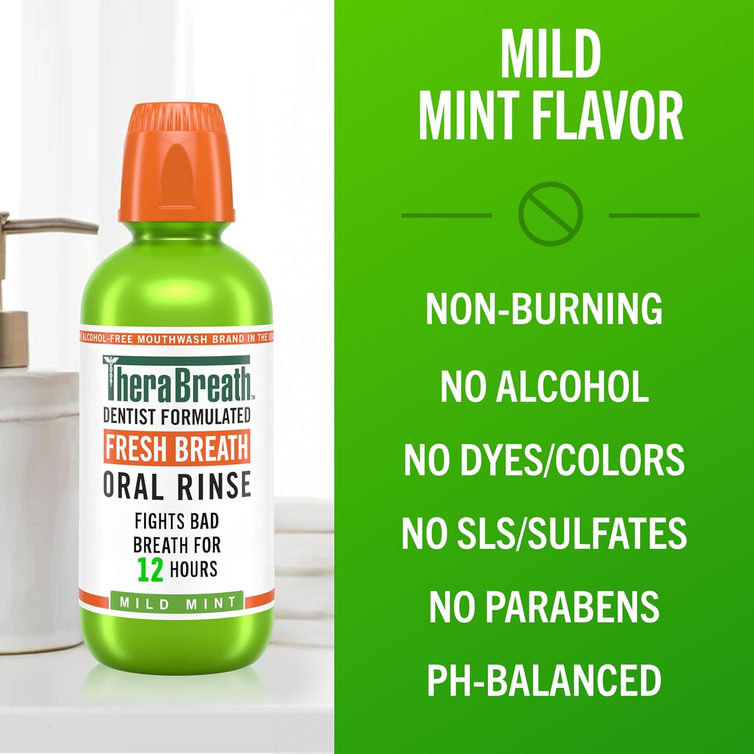 TheraBreath Fresh Breath Oral Rinse Mild Mint 16oz