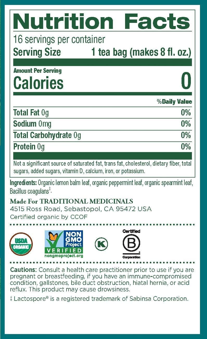 Traditional Medicinals Organic Peppermint Delight Probiotic Tea Bag 16s
