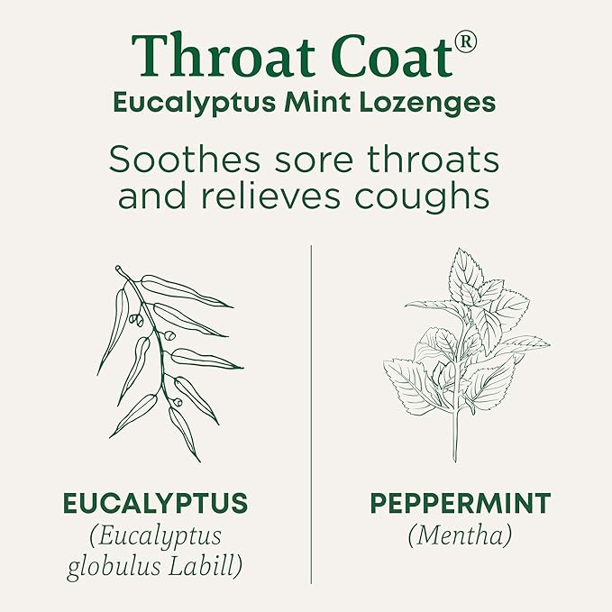 Traditional Medicinals Organic Throat Coat Eucalyptus Mint Lozenges 16s