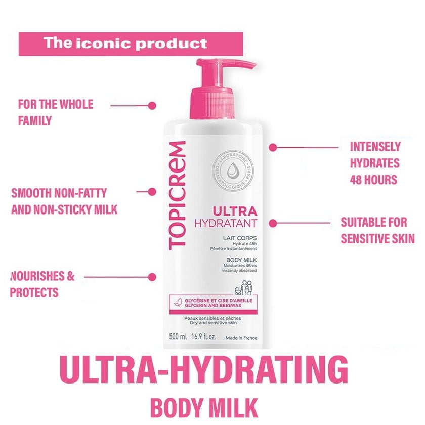 Topicrem Ultra Moisturising Body Milk 500 ml