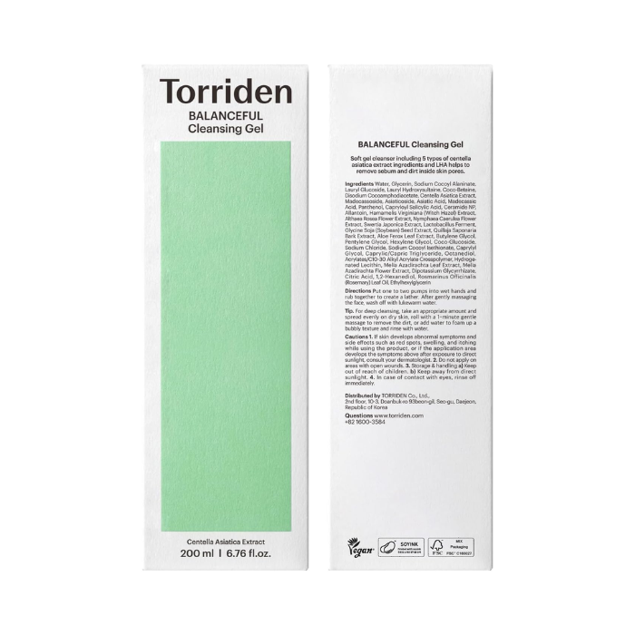Torriden Balanceful Vegan Centella Cleansing Gel 200ml