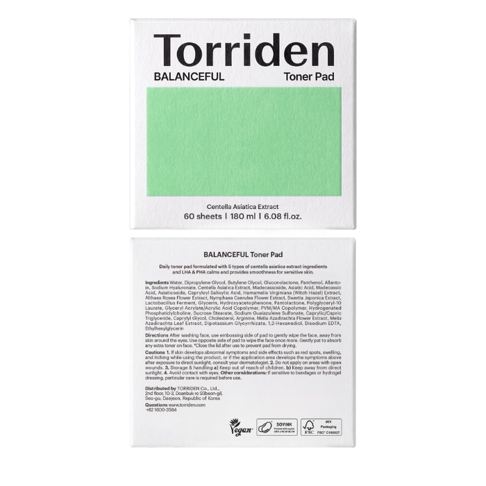 Torriden Balanceful Vegan Centella Toner Pad 60s