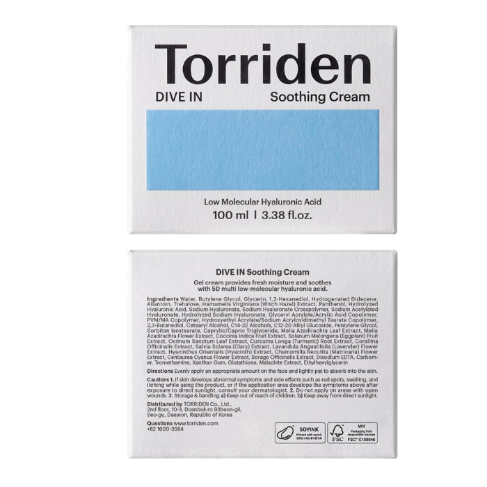 Torriden Dive In Vegan Soothing Cream 100ml