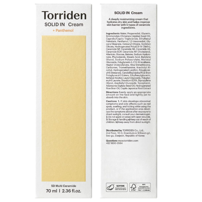 Torriden Solid In Vegan D-Panthenol Ceramide Cream 70ml