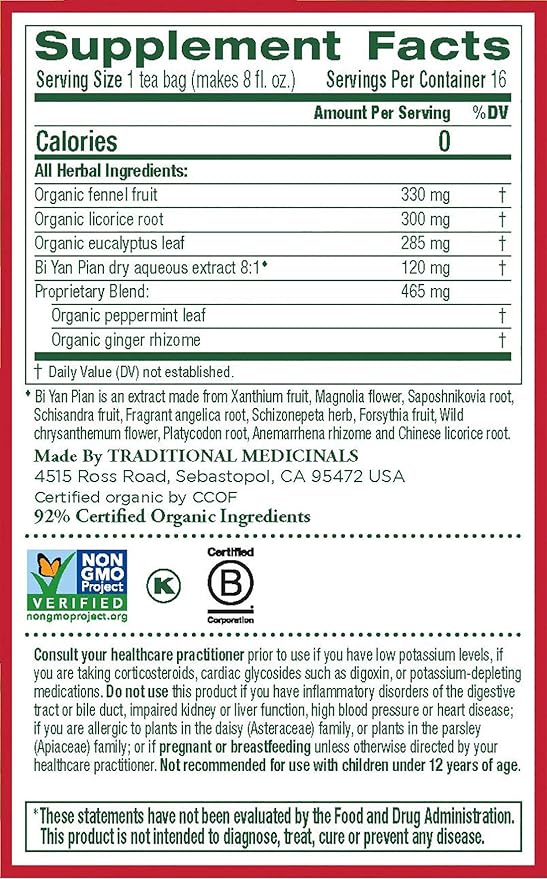 Traditional Medicinals Breathe Easy 16 Tea Bags