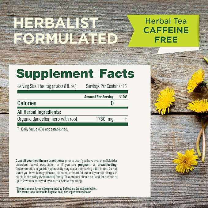 Traditional Medicinals Dandelion Leaf & Root 16 Tea Bags