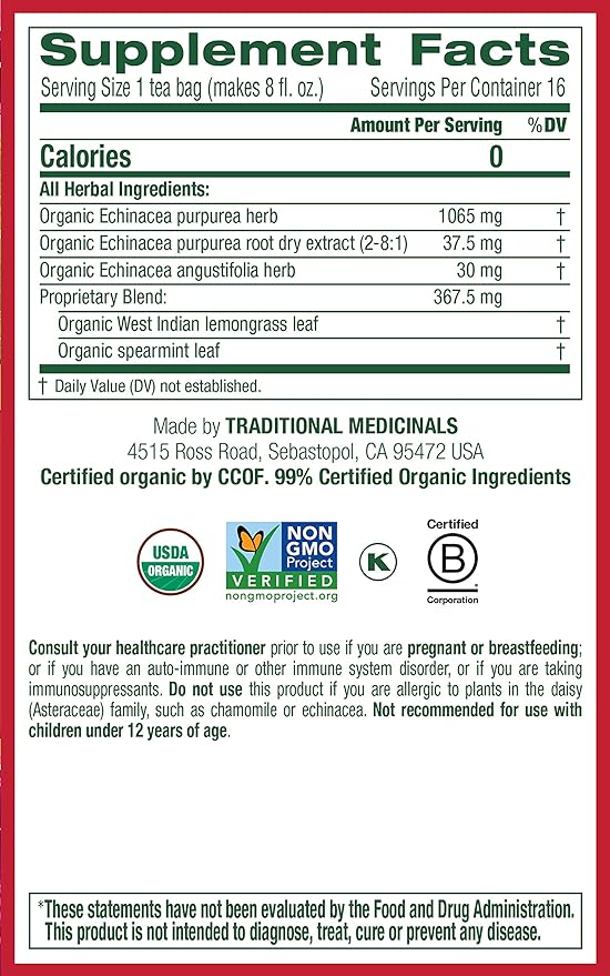 Traditional Medicinals Echinacea Plus 16 Tea Bags