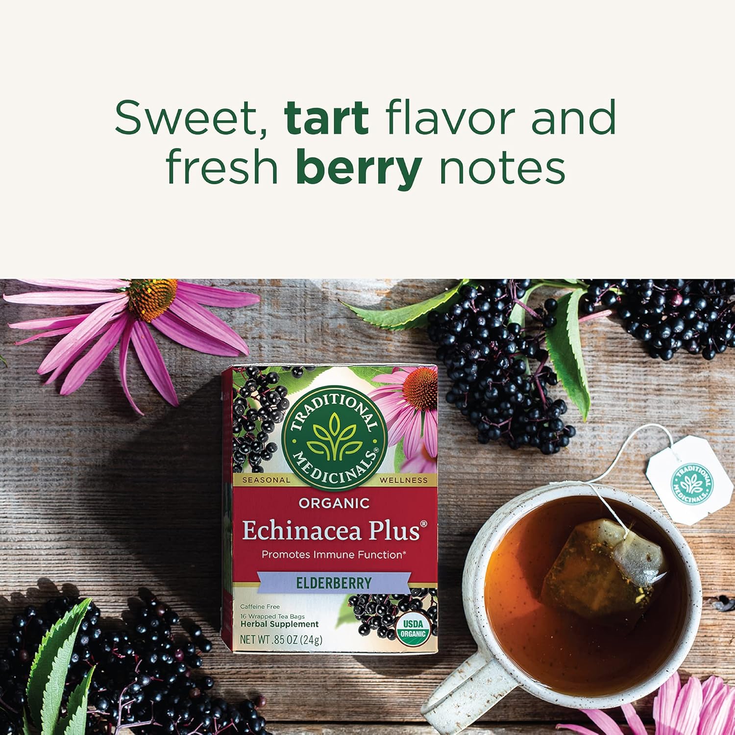 Traditional Medicinals Echinacea Plus Elderberry 16 Tea Bags