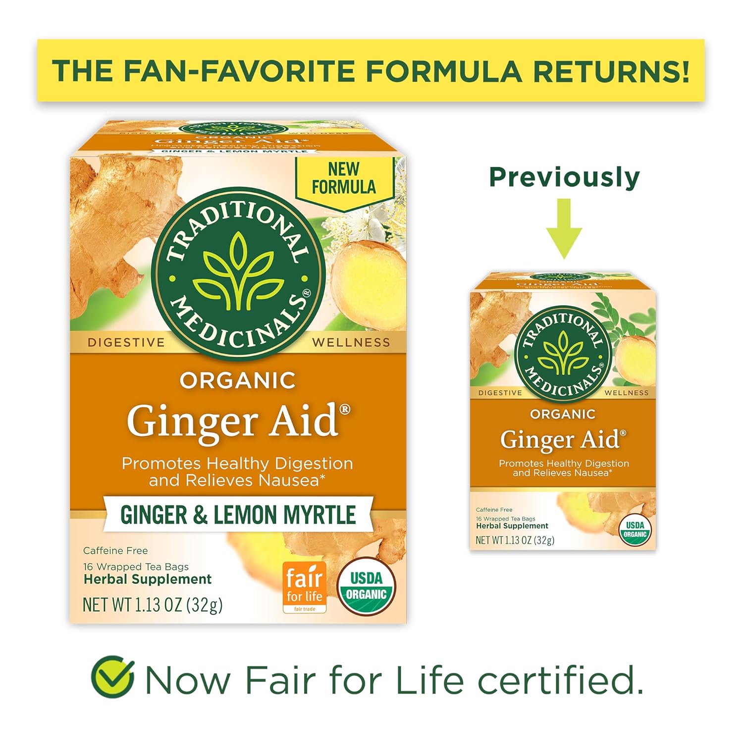 Traditional Medicinals Ginger Aid 16 Tea Bags