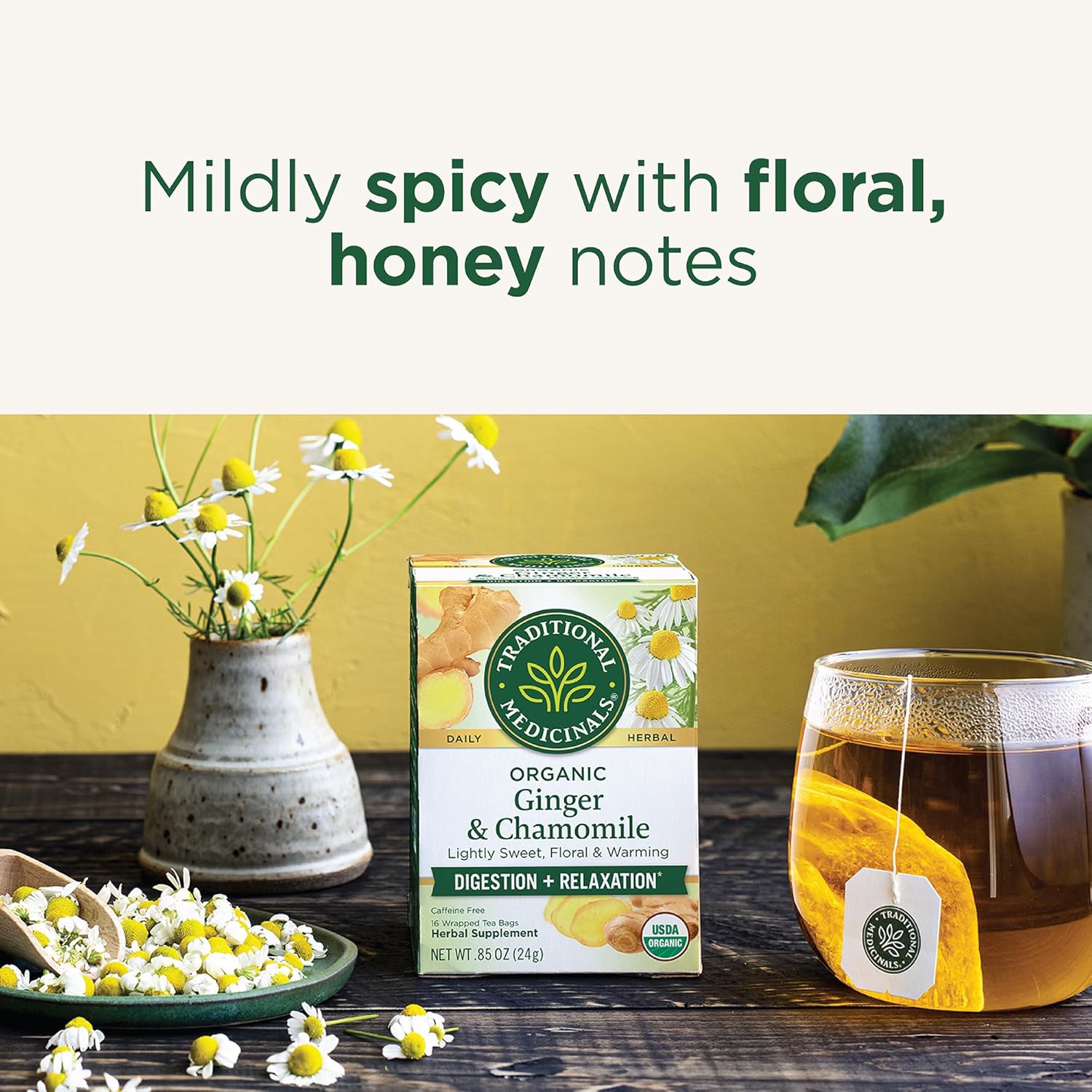 Traditional Medicinals Golden Ginger With Chamomile 16 Tea Bags