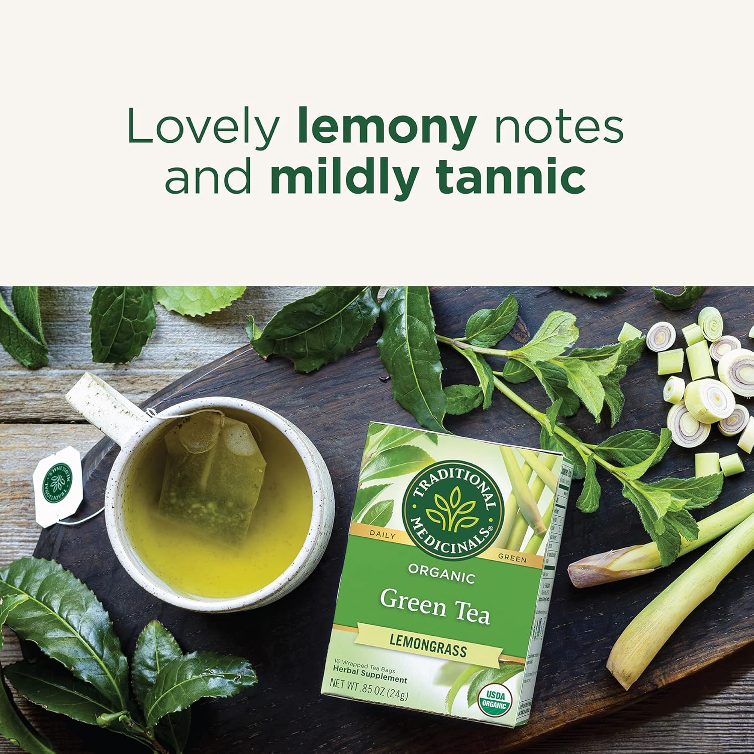 Traditional Medicinals Green Tea Lemongrass 16 Tea Bags