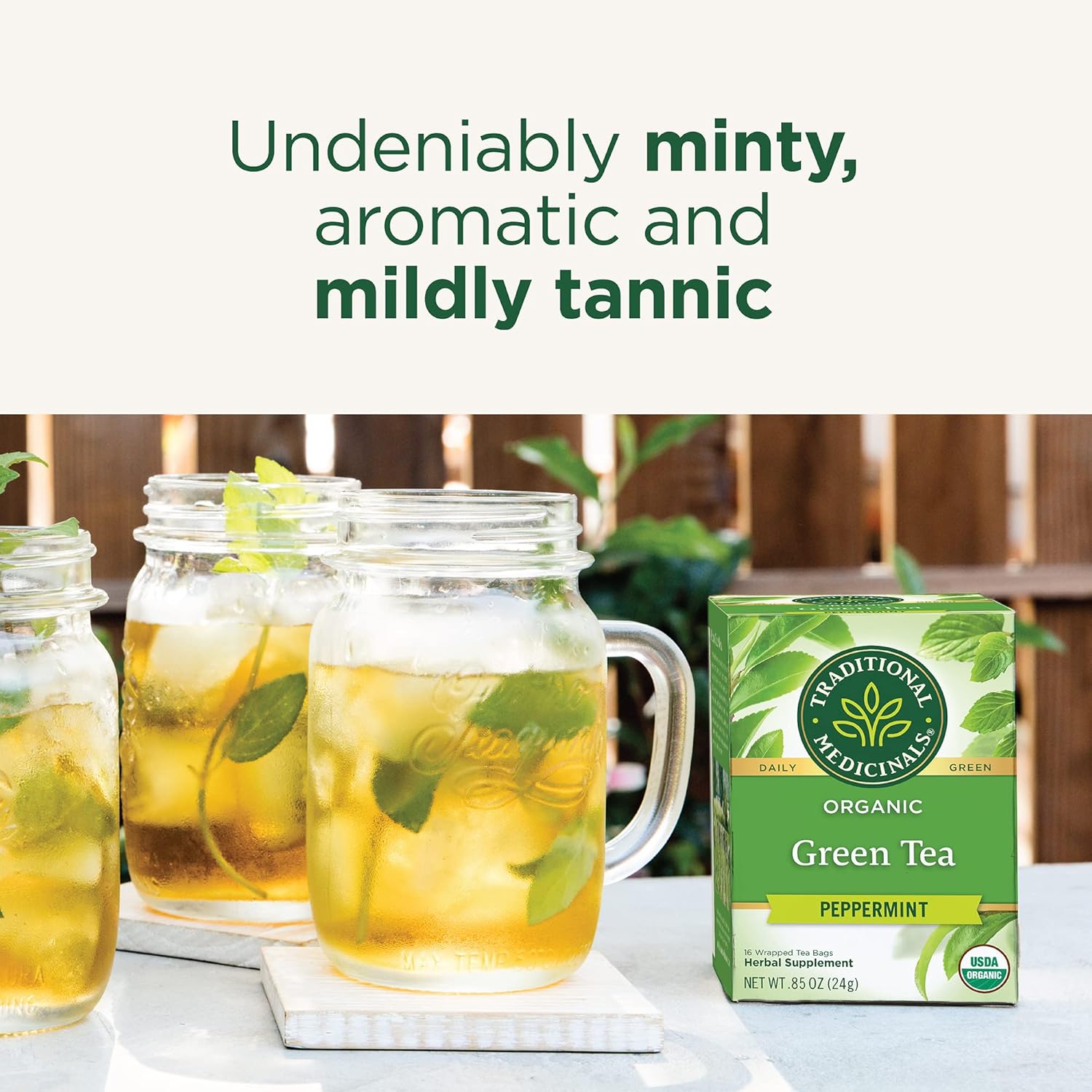 Traditional Medicinal Green Tea Peppermint 16 Tea Bags