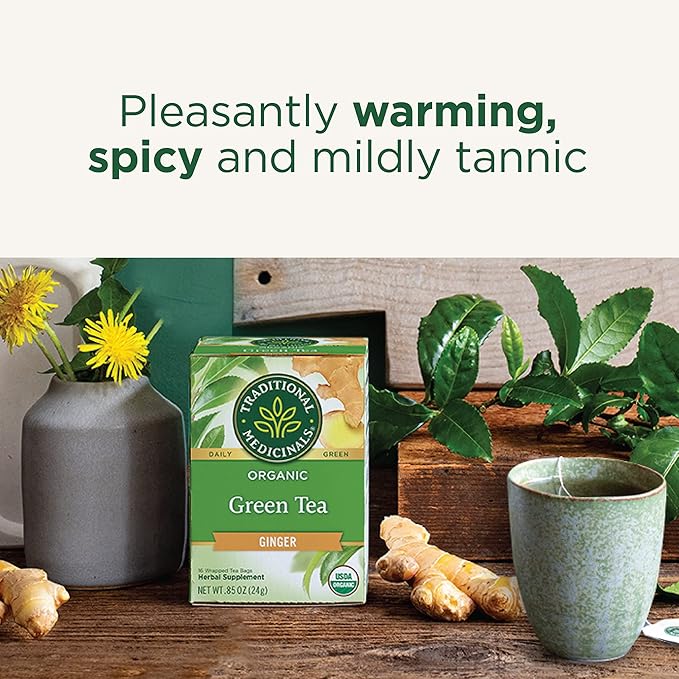 Traditional Medicinal Green Tea With Ginger 16 Tea Bags