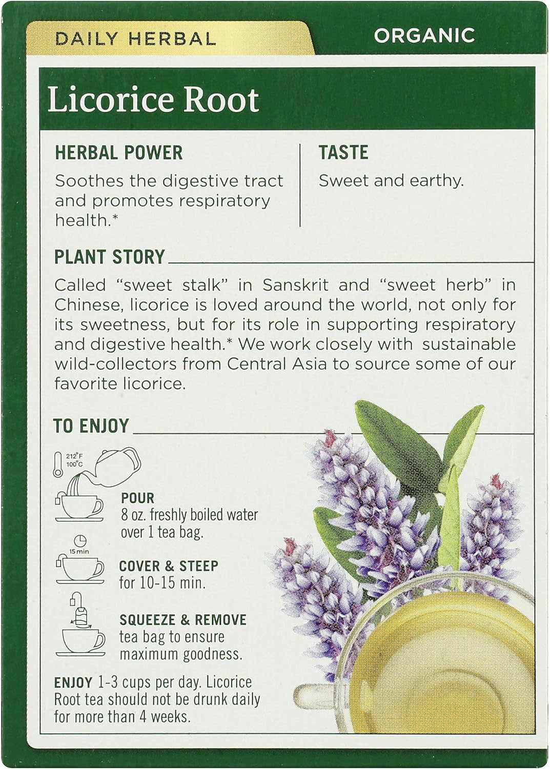 Traditional Medicinals Licorice Root Fair Wild 16 Tea Bags