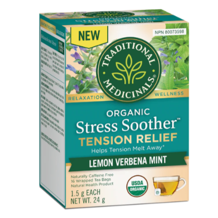 Traditional Medicinals Stress Ease Tension Relief Lemon Verbena Mint – 16 Tea Bags