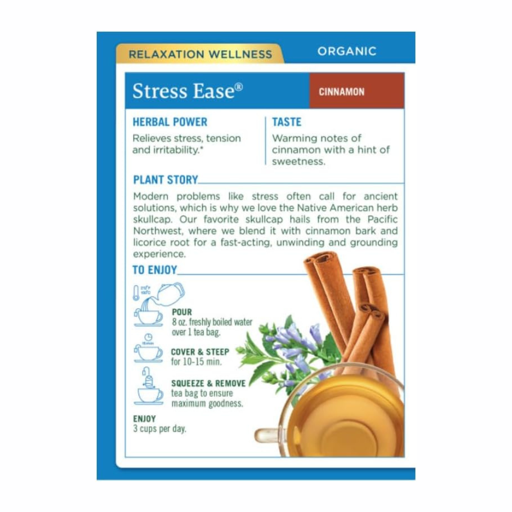 Traditional Medicinals Organic Stress Ease Cinnamon Tea, 16 Bags