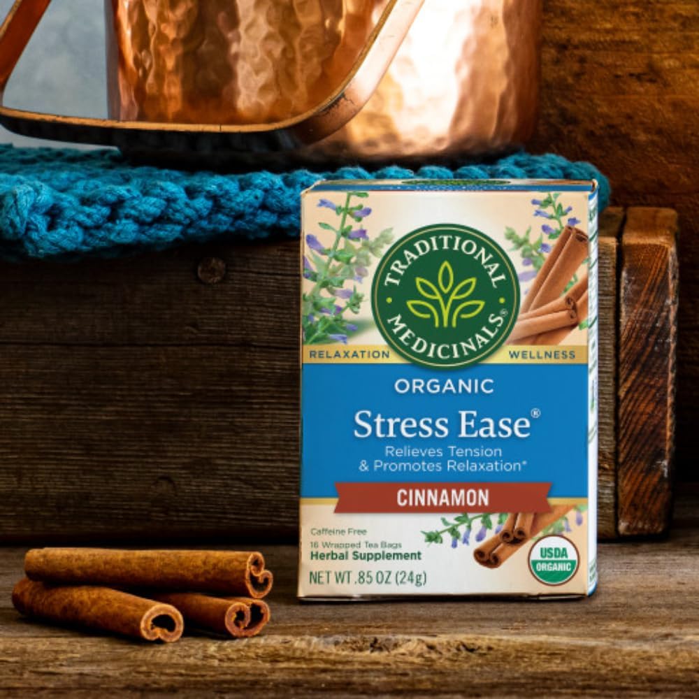 Traditional Medicinals Organic Stress Ease Cinnamon Tea, 16 Bags