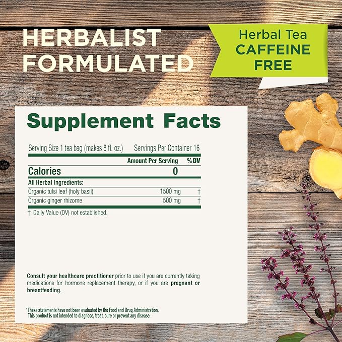 Traditional Medicinals Tulsi With Ginger 16 Tea Bags
