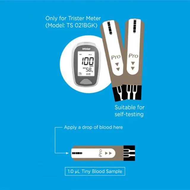 Trister 2 In 1 Blood Glucose Test Strips 50's