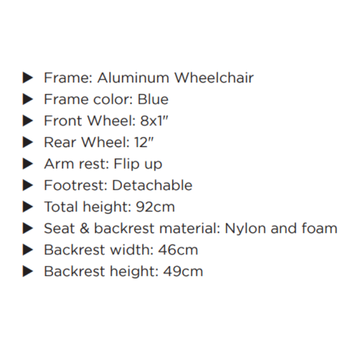 Trister Aluminium Wheelchair 18: TS 917WC18A