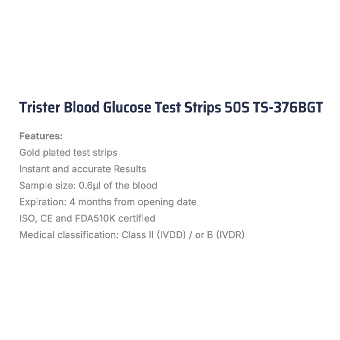 Trister Blood Glucose Test Strips 50's TS-376BGT