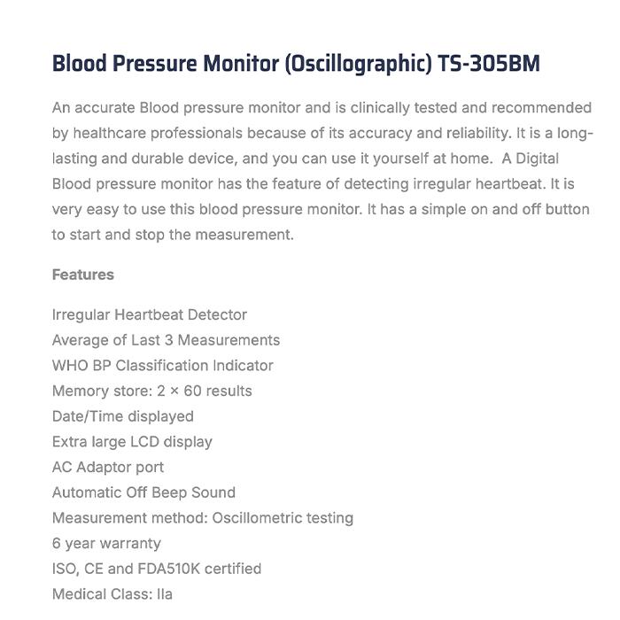 Trister Blood Pressure Monitor + Gluco Meter