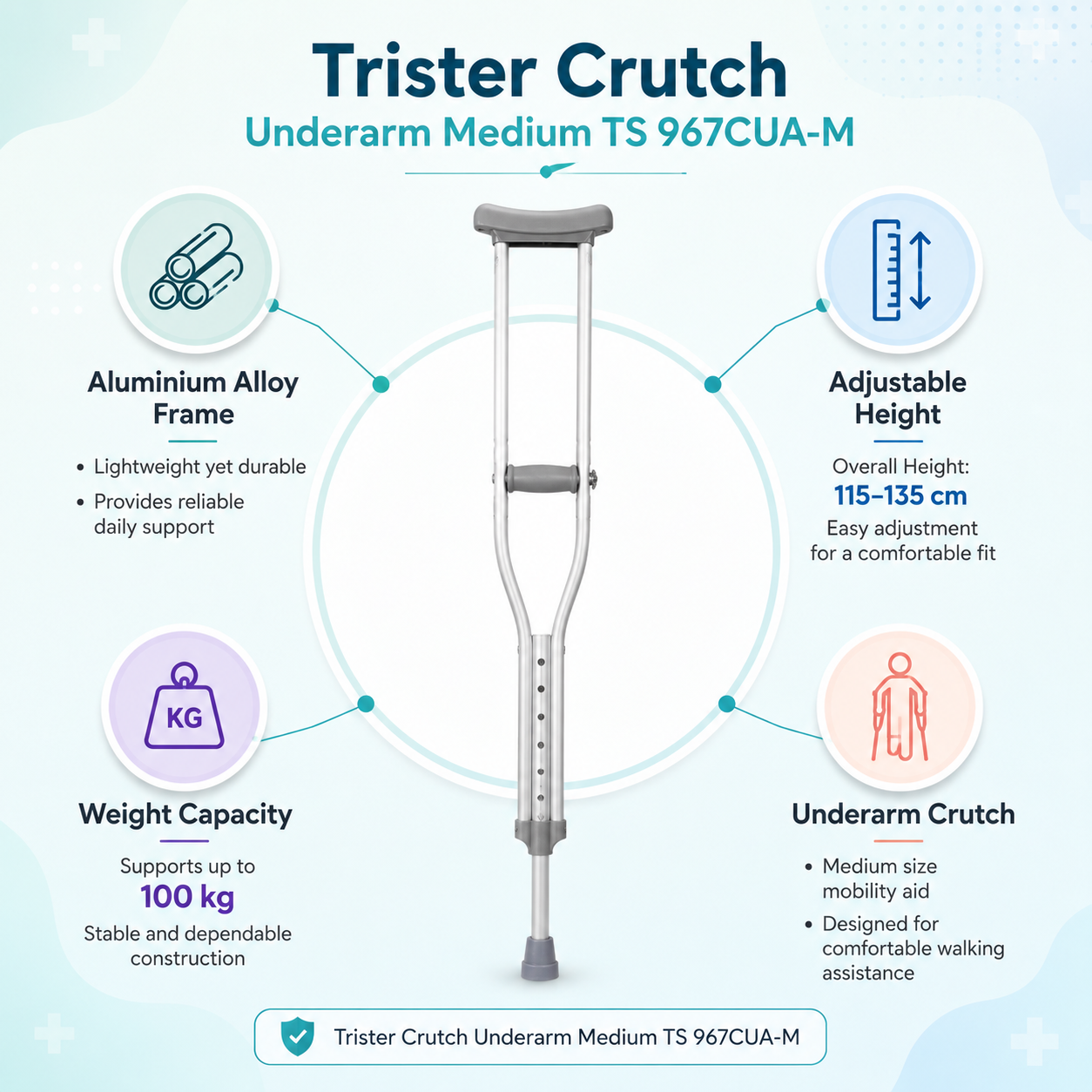 Trister Crutch Underarm Medium TS 967CUA-M