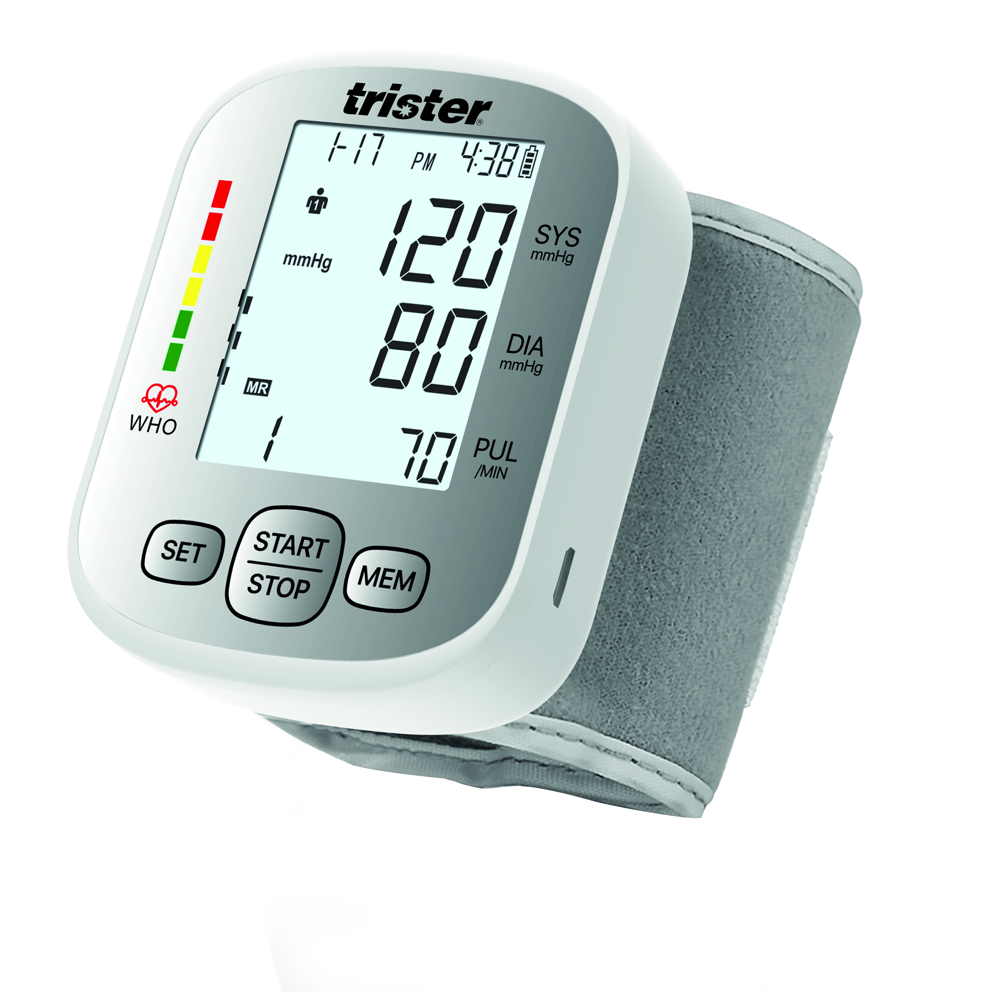 Trister Digital Wrist Blood Pressure Monitor, Dual Power, Irregular Heartbeat And WHO Indicator, TS 316BPW