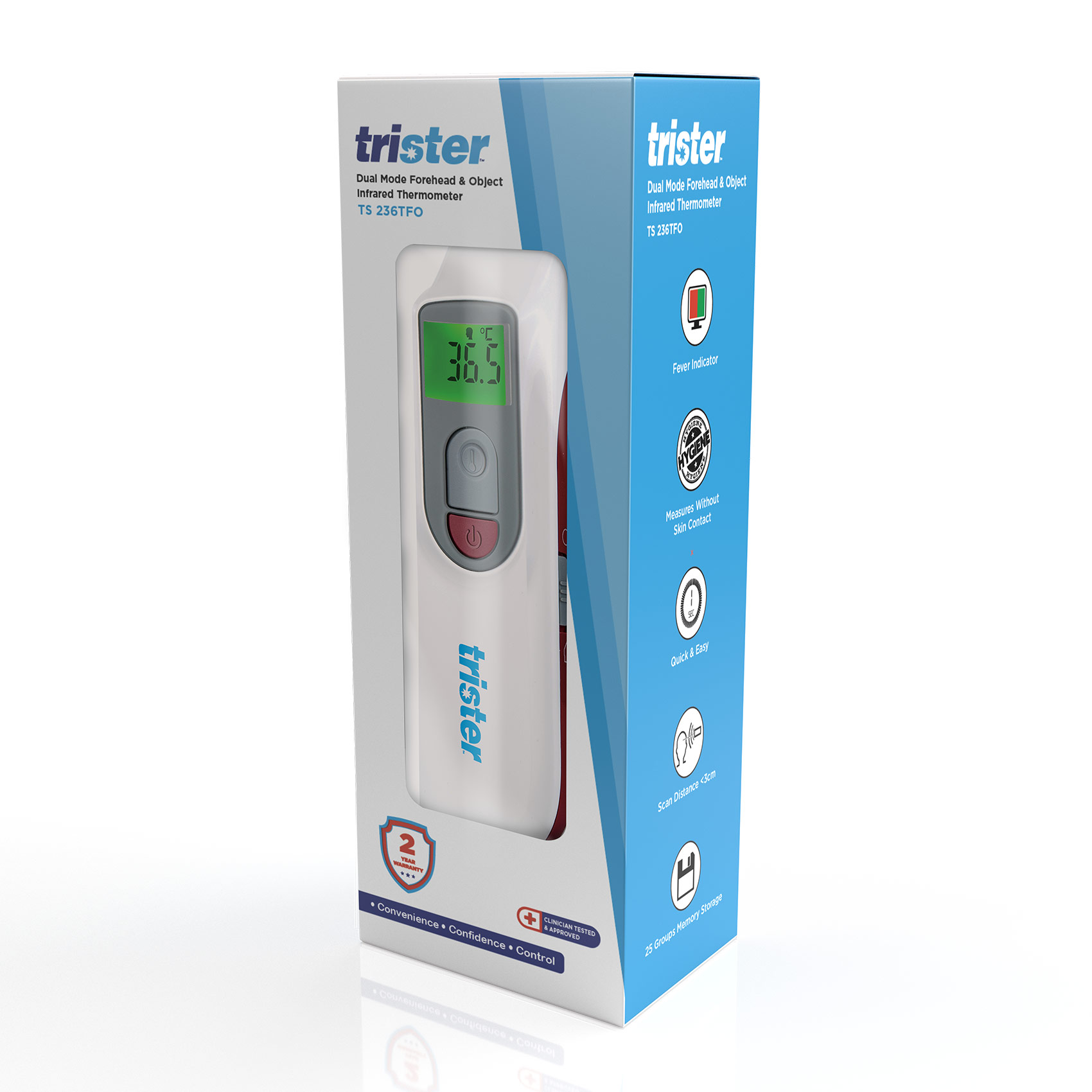 Trister Dual Mode Forehead & Infrared Thermometer TS236TFO