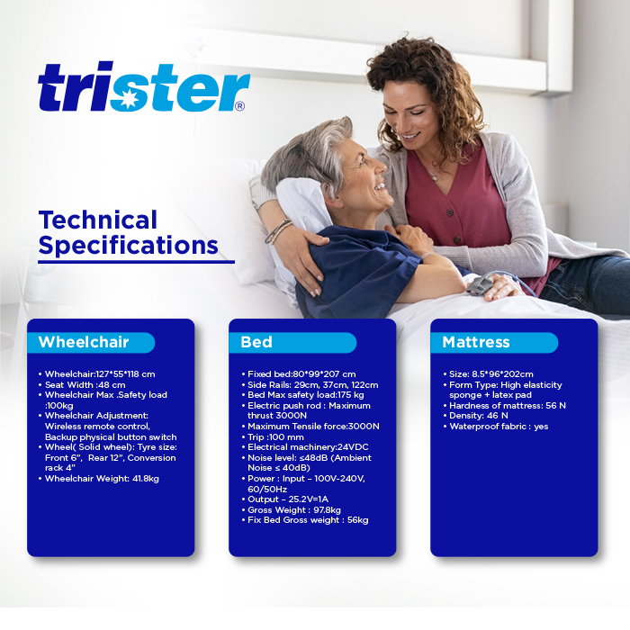 Trister Electric Wooden Bed Cum Wheelchair TS981EWBW