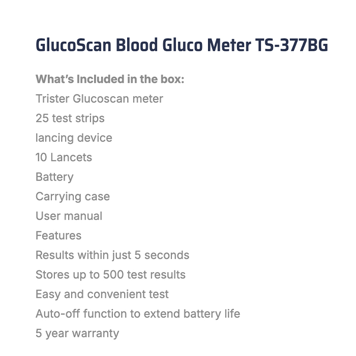 Trister Glucoscan Blood Gluco Meter Ts 377bg
