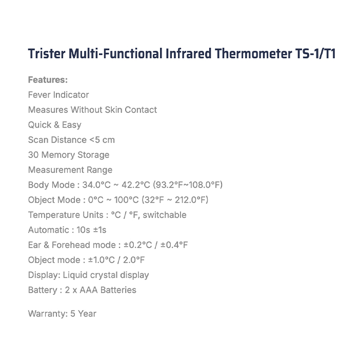 Trister Multi Function Infrared  Thermometer : TS-1/T1