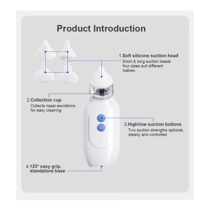 Trister Nasal Aspirator, Electric Baby Nose Cleaner with 2 Suction Levels and Soft Silicone Tips - TS 892NA