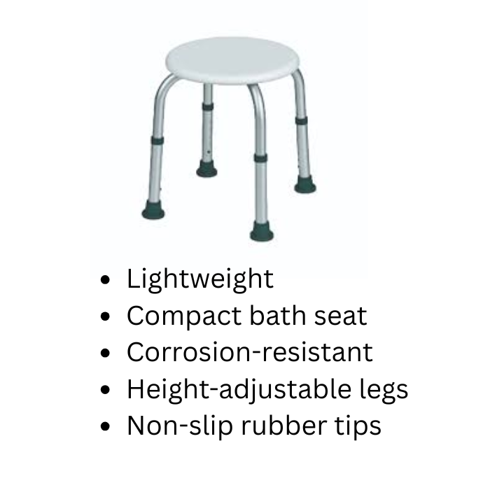Trister Shower Stool, Sturdy Lightweight Bath Seat for Small Spaces and Secure Support - TS 943SS