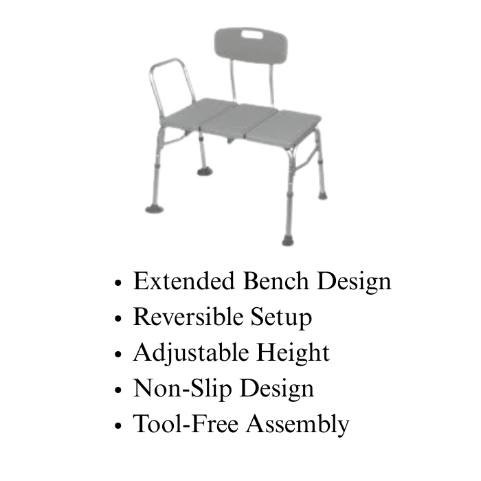 Trister Transfer Bench for Bathtub and Shower, Safety Seat with Non-Slip Design - TS 946TB