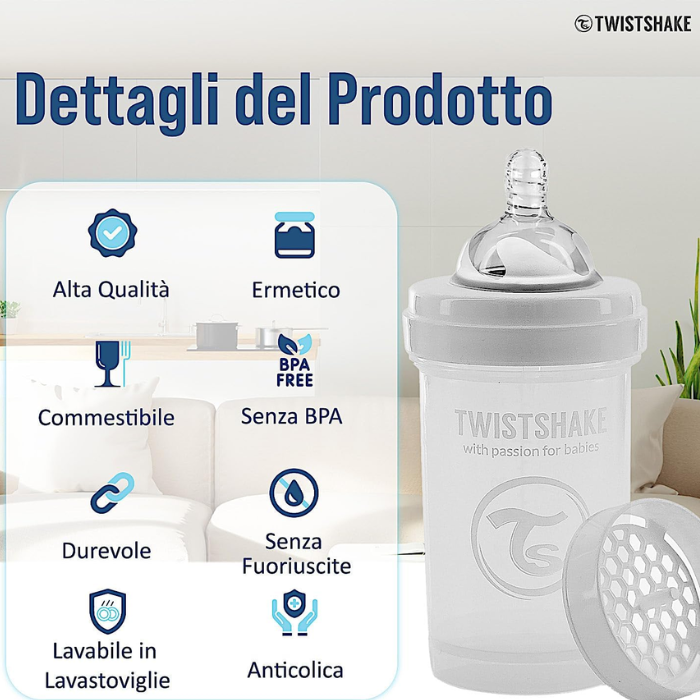 Twistshake Anti-Colic Bottle White 180ml