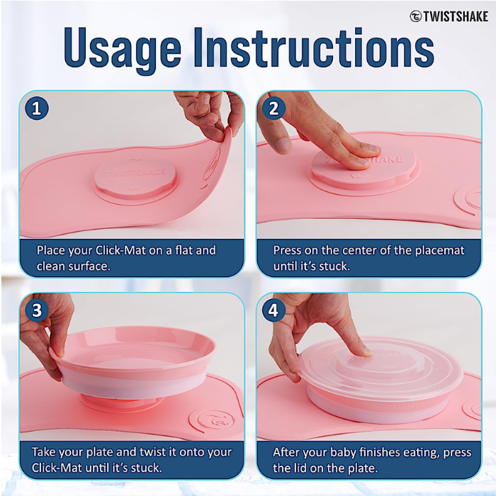 Twistshake Click-Mat Mini + Plate Pastel Pink