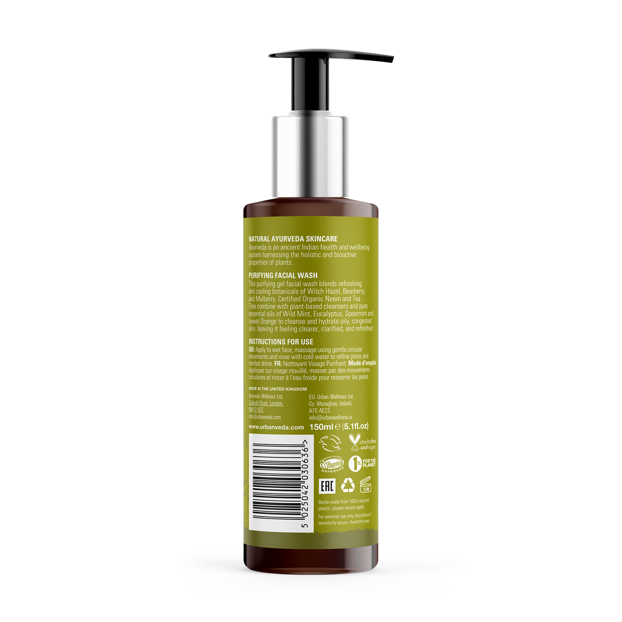 Urban Veda Purifying Neem Tea Tree & Salicylic Acid Facial Wash 150ml