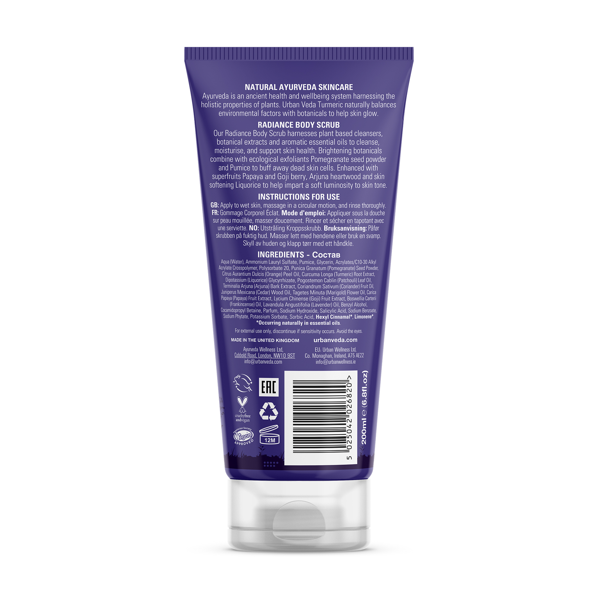 Urban Veda Radiance Brightening Vitamin C Body Scrub 200ml