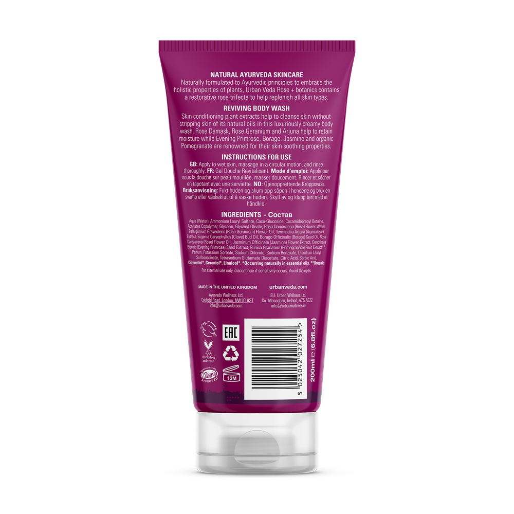 Urban Veda Reviving Rose & Vitamin C Body Wash 200ml
