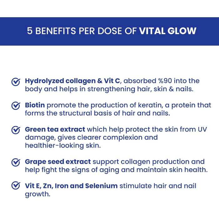 Vital Healthcare Vital Glow Hair Skin & Nails 30 Tablets