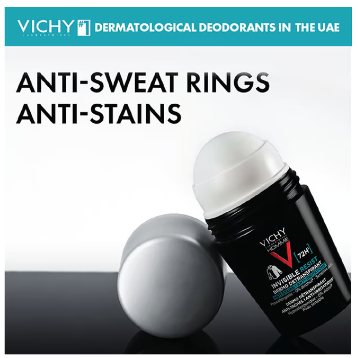 Vichy 72HR Invisible Resist Deodorant Roll-On Men 50ML