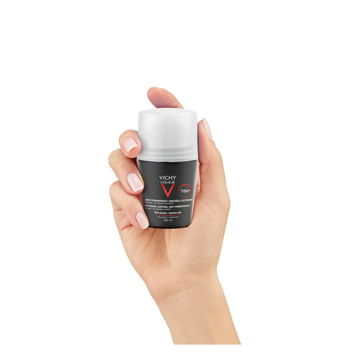 Vichy Deodorant Roll-On Extra Strength Men 50ml, 48H Sweat and Odor Control, Pack of 2