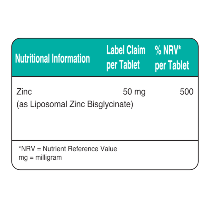 Vital Healthcare LipoZinc 50 mg - 30 Tablets