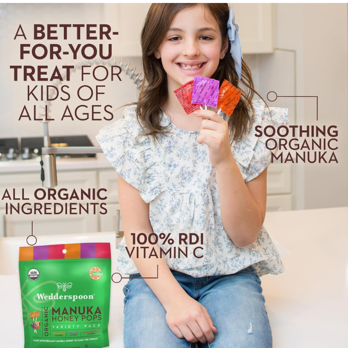 Wedderspoon Organic Manuka Honey Pops Kids-Variety pack 24's