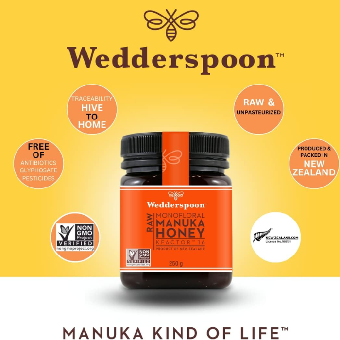 Wedderspoon Raw Monofloral Manuka Honey KF 16 250g