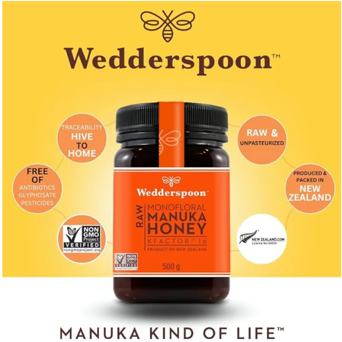 Wedderspoon Raw Monofloral Manuka Honey KF 16 500 g